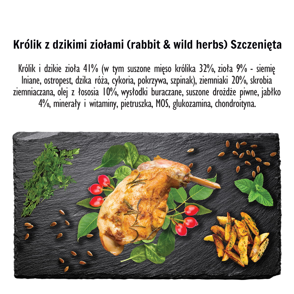 Paka Zwierzaka Puppy Królik z dzikimi ziołami S 1,5kg - sucha karma dla szczeniąt