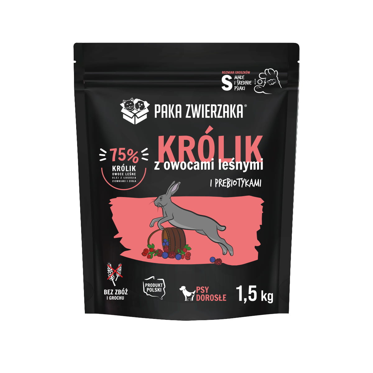 Paka Zwierzaka MINI Królik z owocami S 1,5kg/3kg - sucha karma dla psów