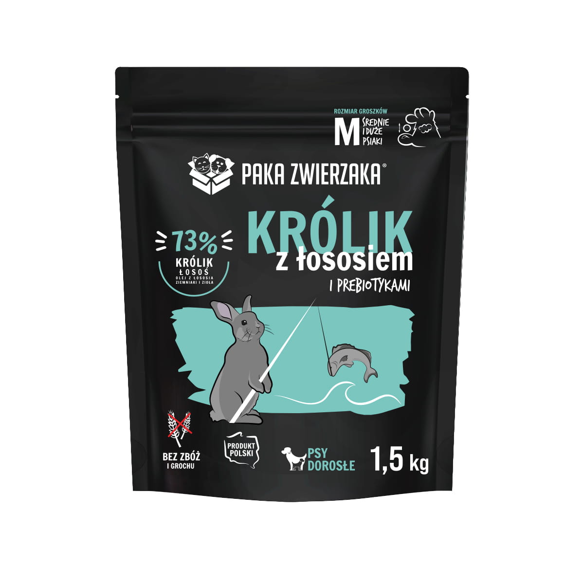 Paka Zwierzaka Królik z łososiem M 1,5kg/3kg - sucha karma dla psów