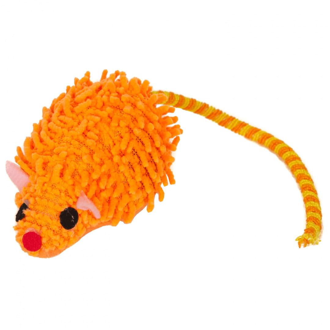 Chico Trend włochata mysz pomarańczowa 9cm - zabawka dla kota