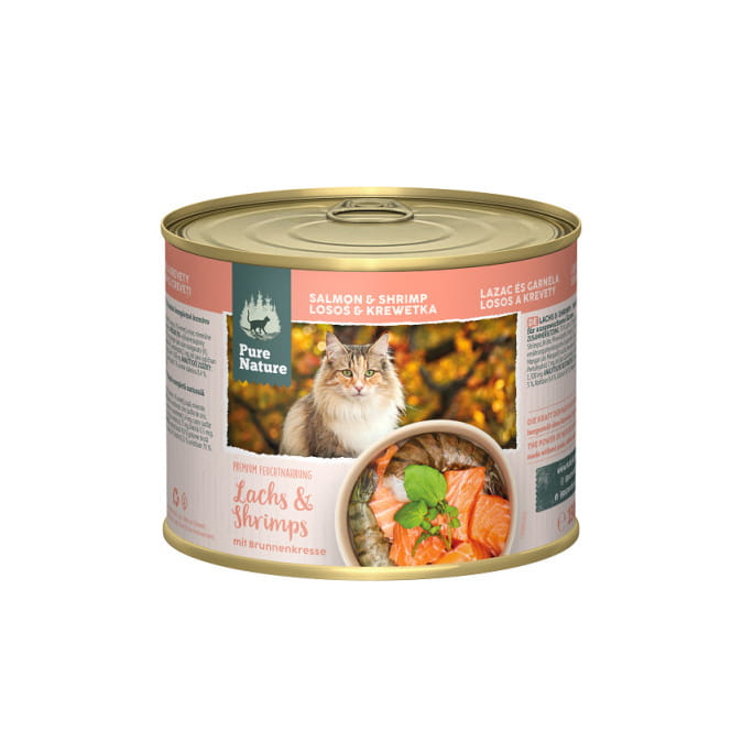 Pure Nature Cat łosoś z krewetkami puszka 190g/375g - mokra karma dla kotów