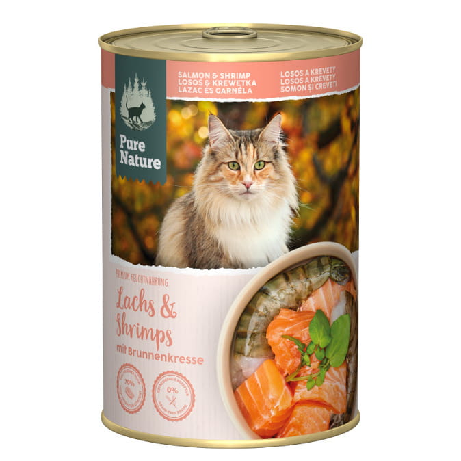 Pure Nature Cat łosoś z krewetkami puszka 190g/375g - mokra karma dla kotów