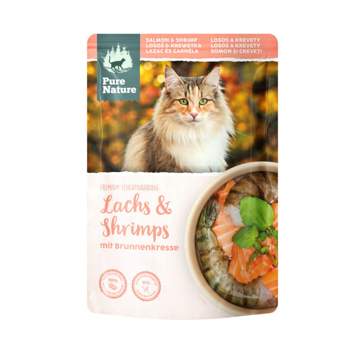 Pure Nature Cat łosoś z krewetkami saszetka 80g - mokra karma dla kotów
