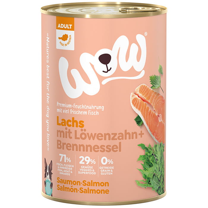 Wow łosoś z mniszkiem lekarskim i pokrzywą puszka 400g/800g - mokra karma dla psów