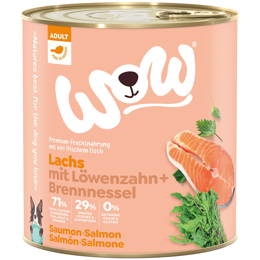 Wow łosoś z mniszkiem lekarskim i pokrzywą puszka 400g/800g - mokra karma dla psów