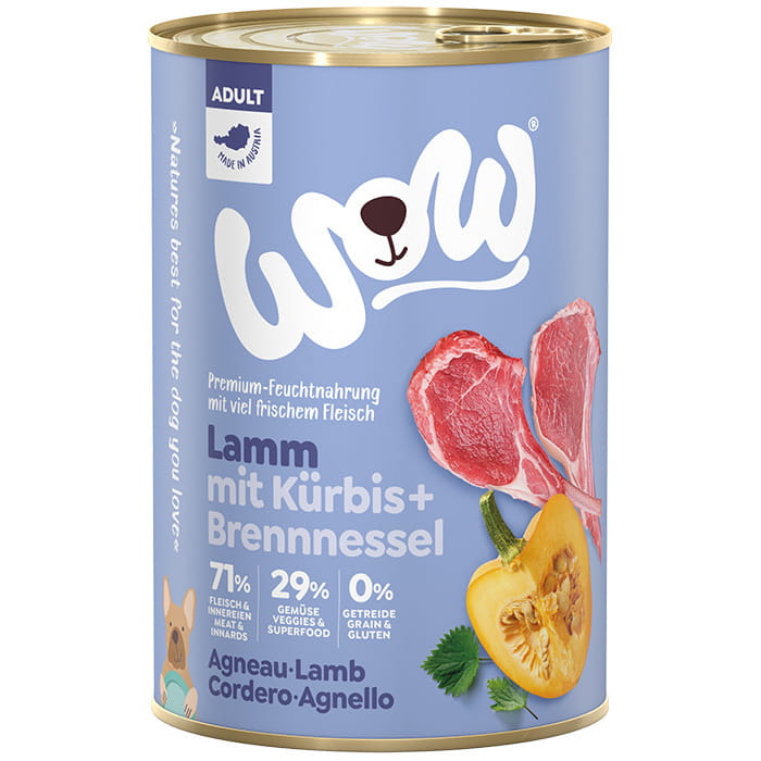 Wow jagnięcina z dynią i pokrzywą puszka 400g/800g - mokra karma dla psów