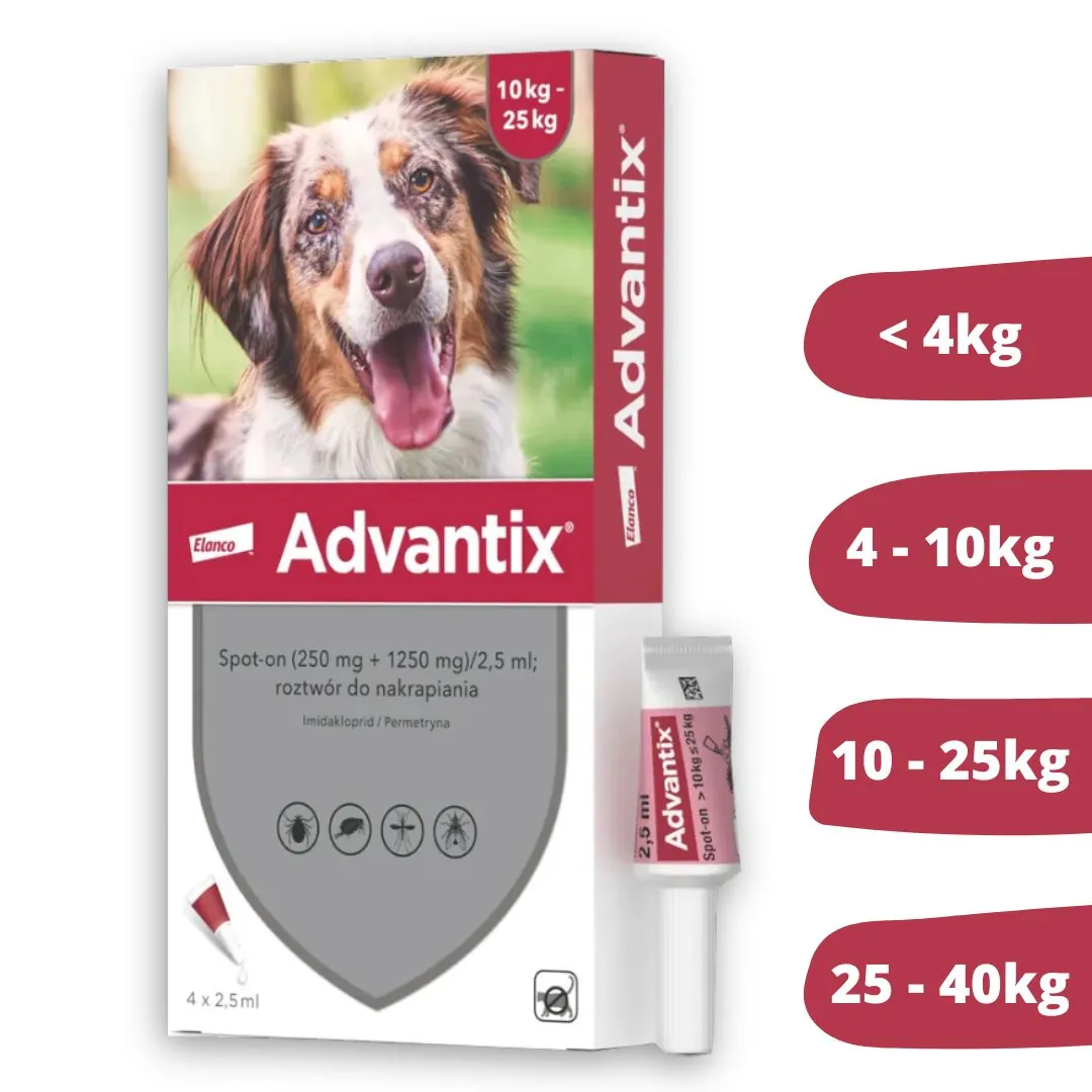 Advantix krople dla psów na kleszcze i pchły (4 pipety)