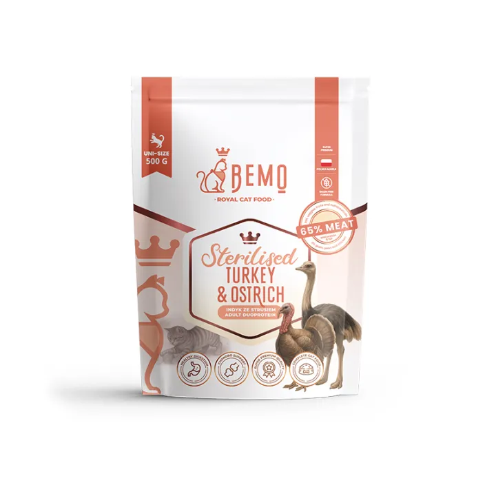 Bemo Indyk ze Strusiem Sterilised 500g - sucha karma dla kota
