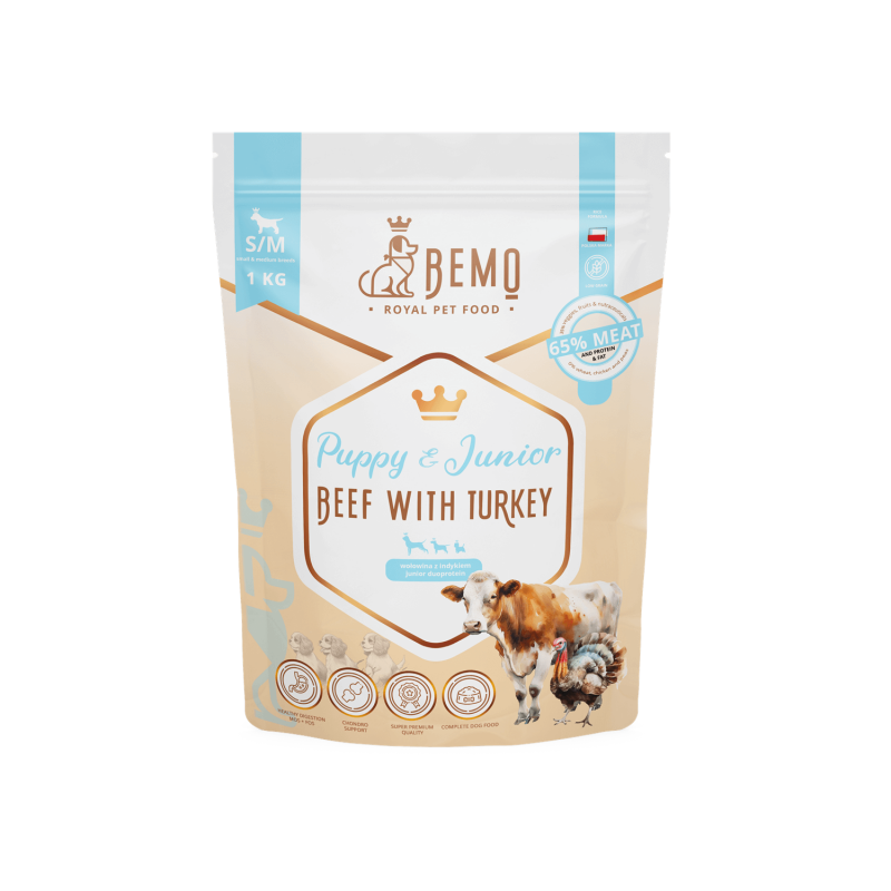 Bemo PUPPY JUNIOR Wołowina z indykiem S/M (1kg/3kg)