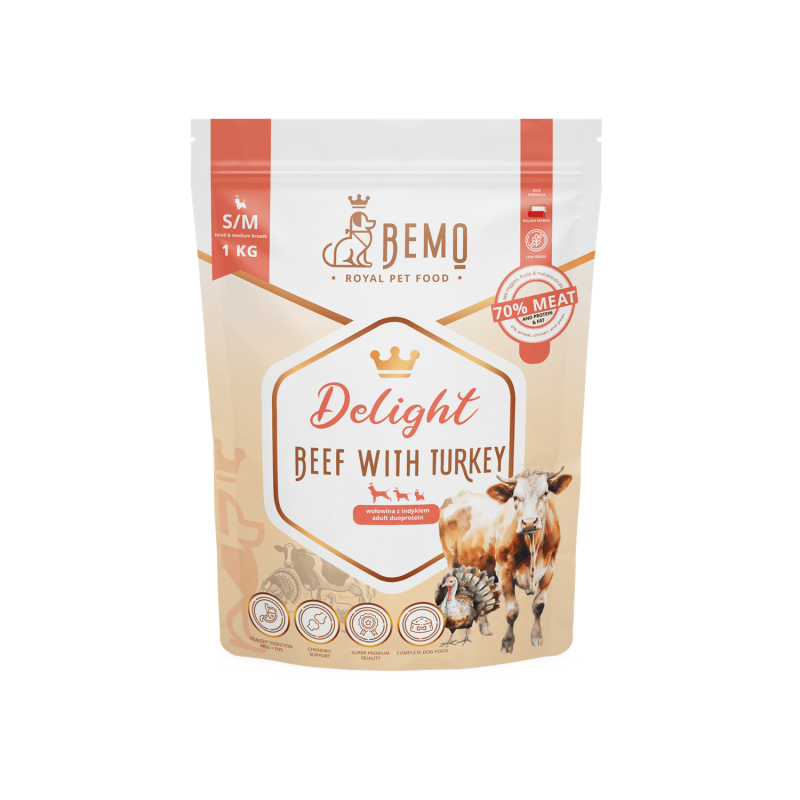 Bemo Wołowina z indykiem Delight S/M | M/L (1kg/3kg)