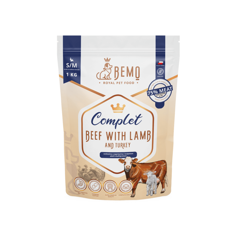 Bemo Wołowina z jagnięciną i indykiem Complet S/M | M/L (1kg/3kg)