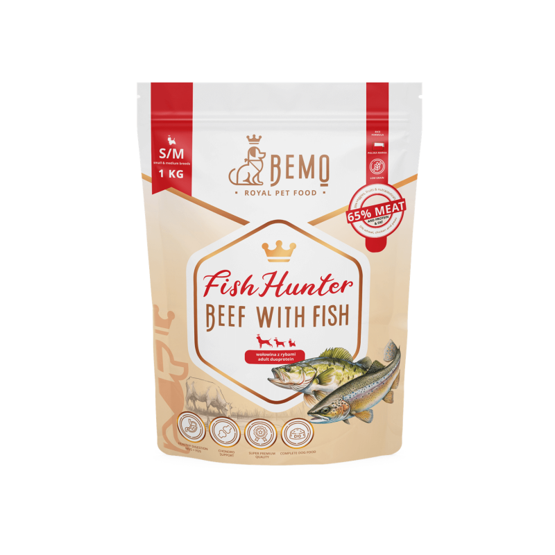 Bemo Wołowina z rybą Fish Hunter S/M | M/L (1kg)