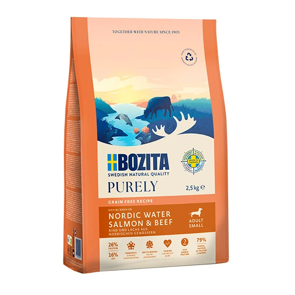 Bozita Purely adult small łosoś wołowina bezzbożowa 2,5kg/7,5kg