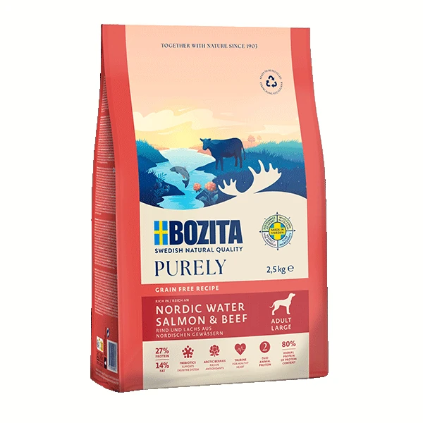 Bozita Purely adult large łosoś wołowina bezzbożowa 2,5/11kg