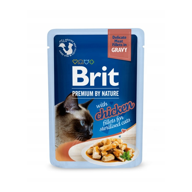 Brit Premium kurczak w sosie saszetka 85g - mokra karma dla kotów sterylizowamych