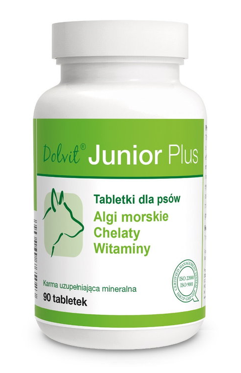Dolfos Dolvit Junior Plus (algi morskie, chelaty, witaminy) - 90 tabletek dla psów