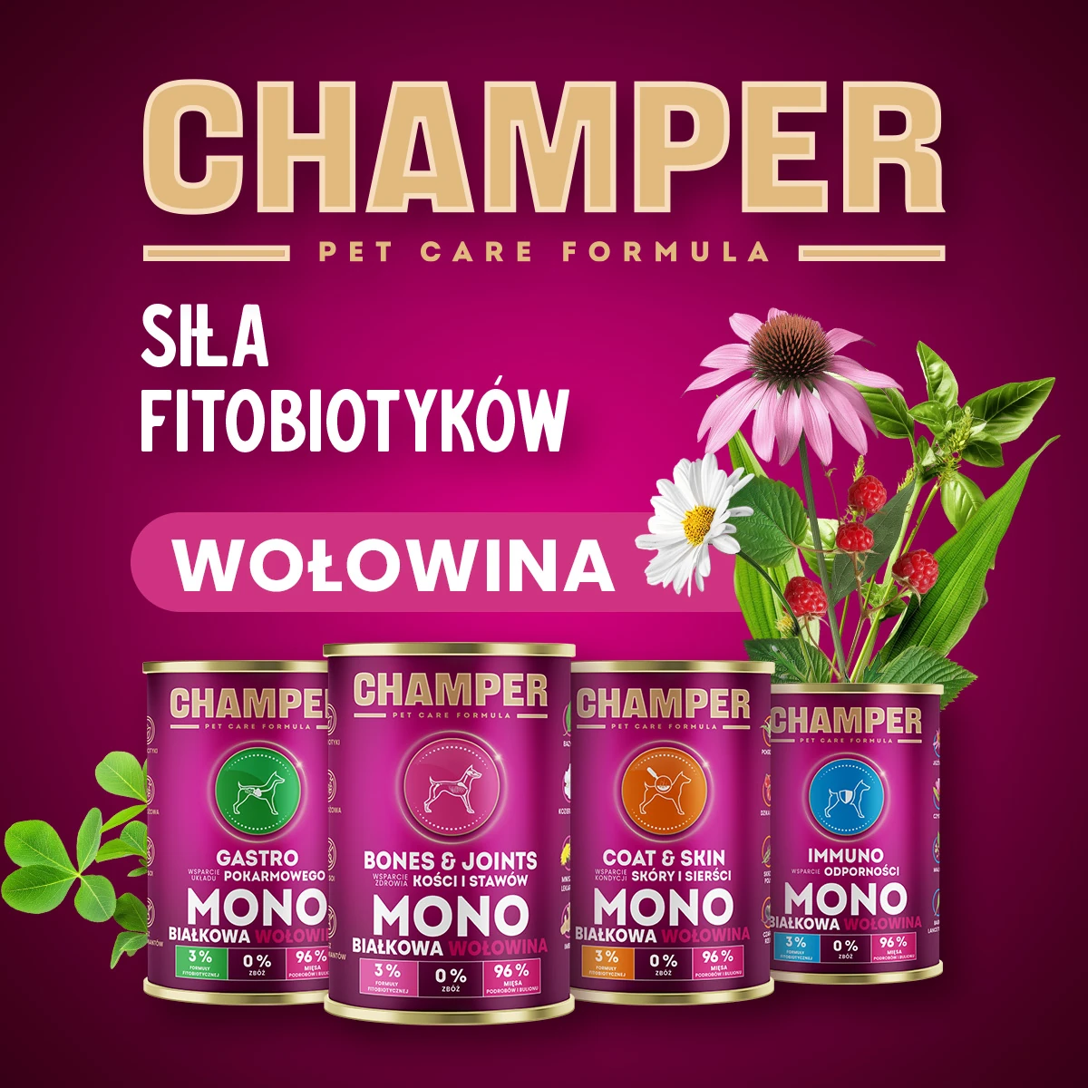 Champer Coat&Skin mono wołowina 400g - mokra karma dla psów