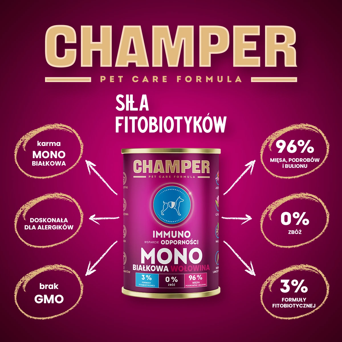 Champer Immuno mono łosoś 400g - mokra karma dla psów
