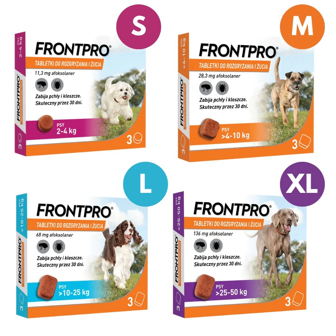 Frontpro L (>10-25kg) tabletki na pchły i kleszcze dla psów