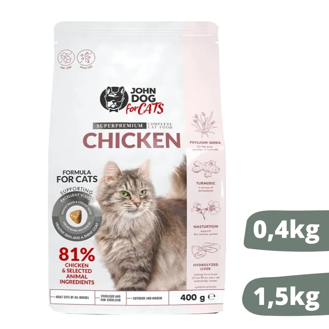 JOHN DOG CATS kurczak 0,4kg/1,5kg - sucha karma dla kotów