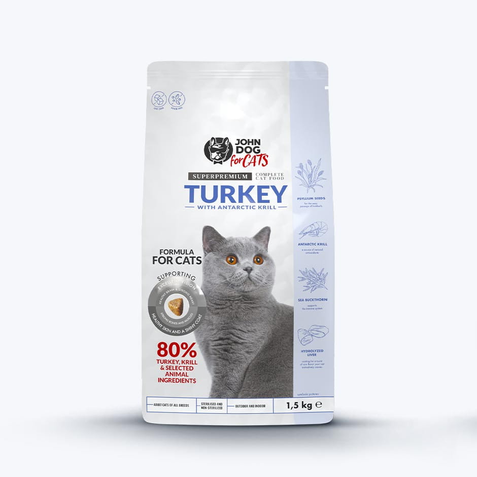 JOHN DOG CATS indyk z krylem 0,4kg/1,5kg - sucha karma dla kotów