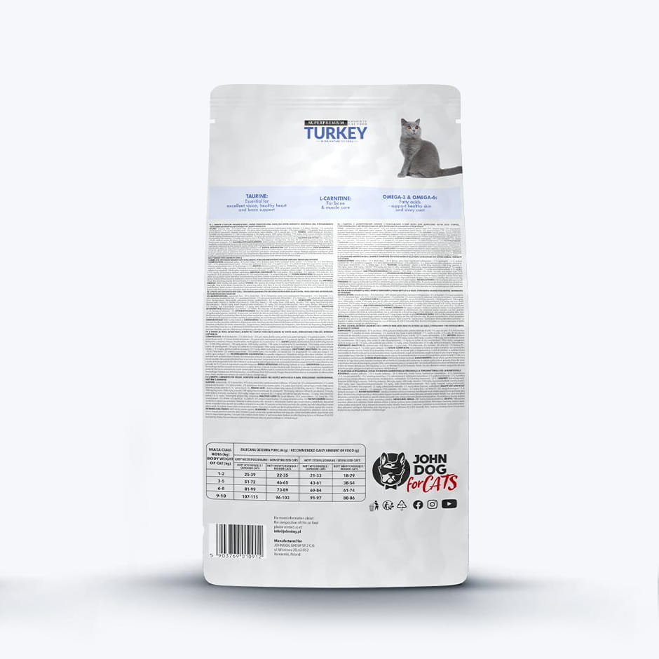 JOHN DOG CATS indyk z krylem 0,4kg/1,5kg - sucha karma dla kotów