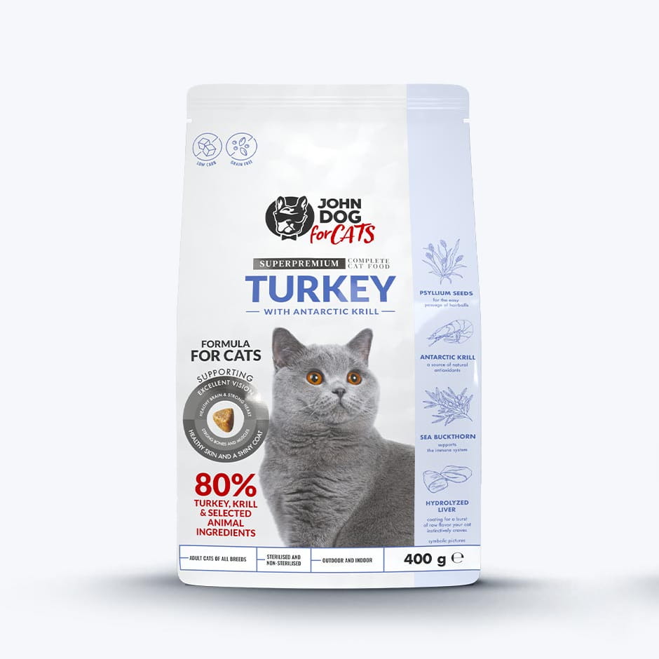 JOHN DOG CATS indyk z krylem 0,4kg/1,5kg - sucha karma dla kotów