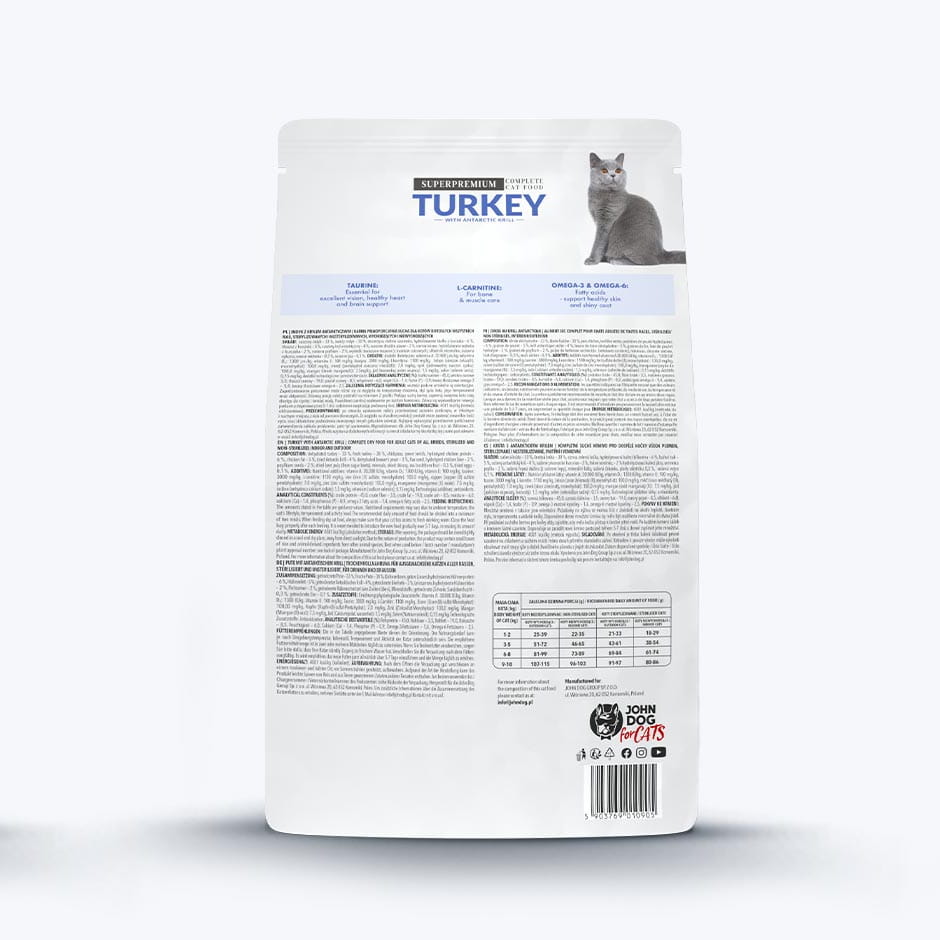 JOHN DOG CATS indyk z krylem 0,4kg/1,5kg - sucha karma dla kotów