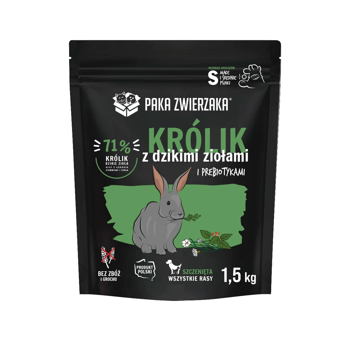 Paka Zwierzaka Puppy Królik z dzikimi ziołami S 1,5kg - sucha karma dla szczeniąt
