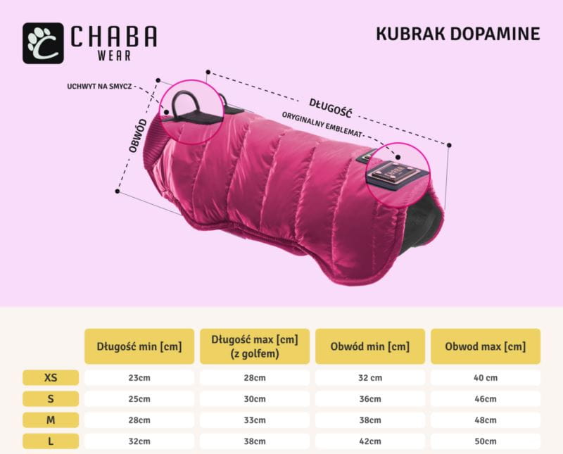 Chaba Kubrak Dopamine fuksja - ubranka dla psów