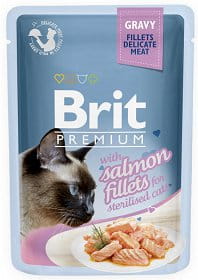 Brit Premium Sterilised łosoś w sosie saszetka 85g - mokra karma dla kotów po sterylizacji