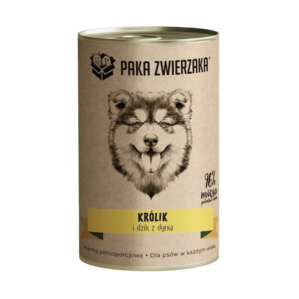 Paka Zwierzaka (królik i dzik z dynią) puszka 400g - mokra karma dla szczeniąt i dorosłych psów