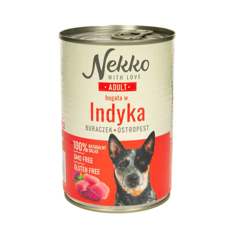 Nekko adult indyk puszka 400g/800g - mokra karma dla psów