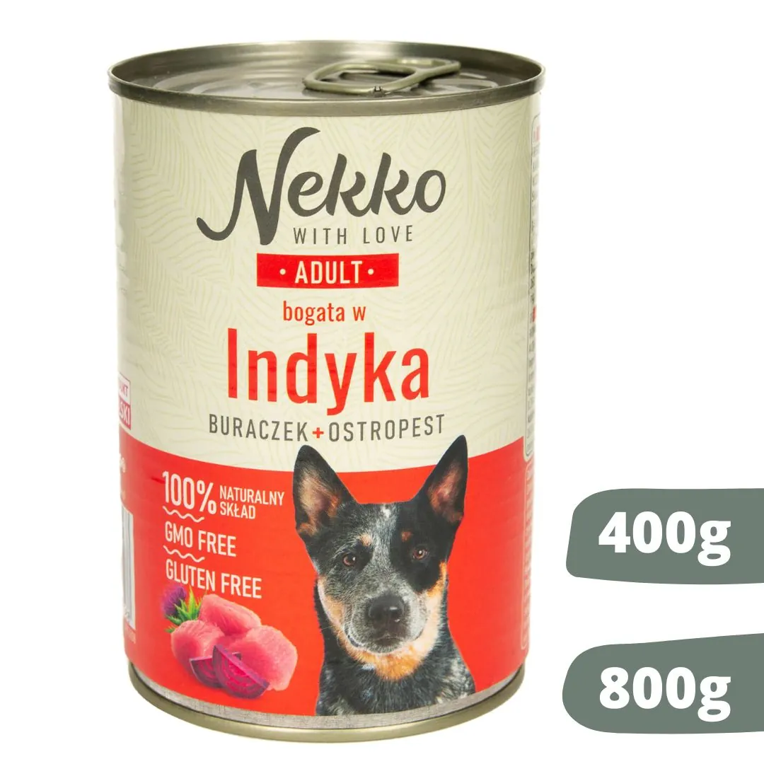 Nekko adult indyk puszka 400g/800g - mokra karma dla psów