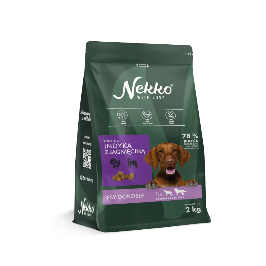 Nekko indyk jagnięcina 2kg/9kg - sucha karma dla psów