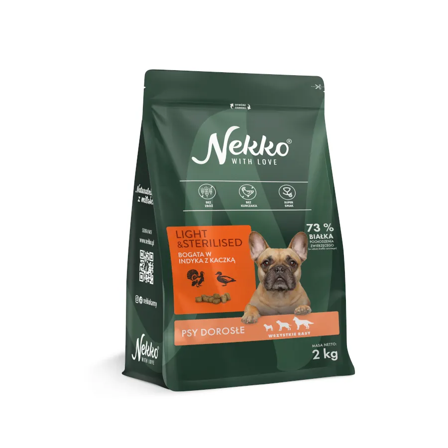 Nekko Light&Sterilised indyk kaczka 2kg/9kg - sucha karma dla psów