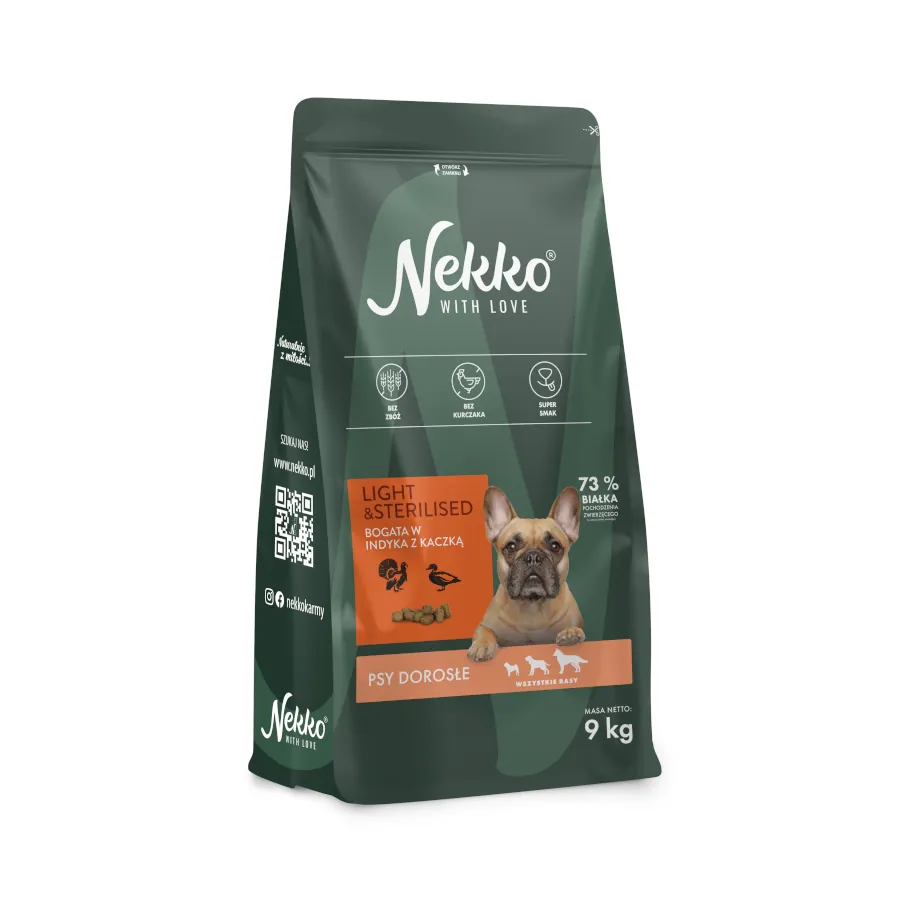 Nekko Light&Sterilised indyk kaczka 2kg/9kg - sucha karma dla psów