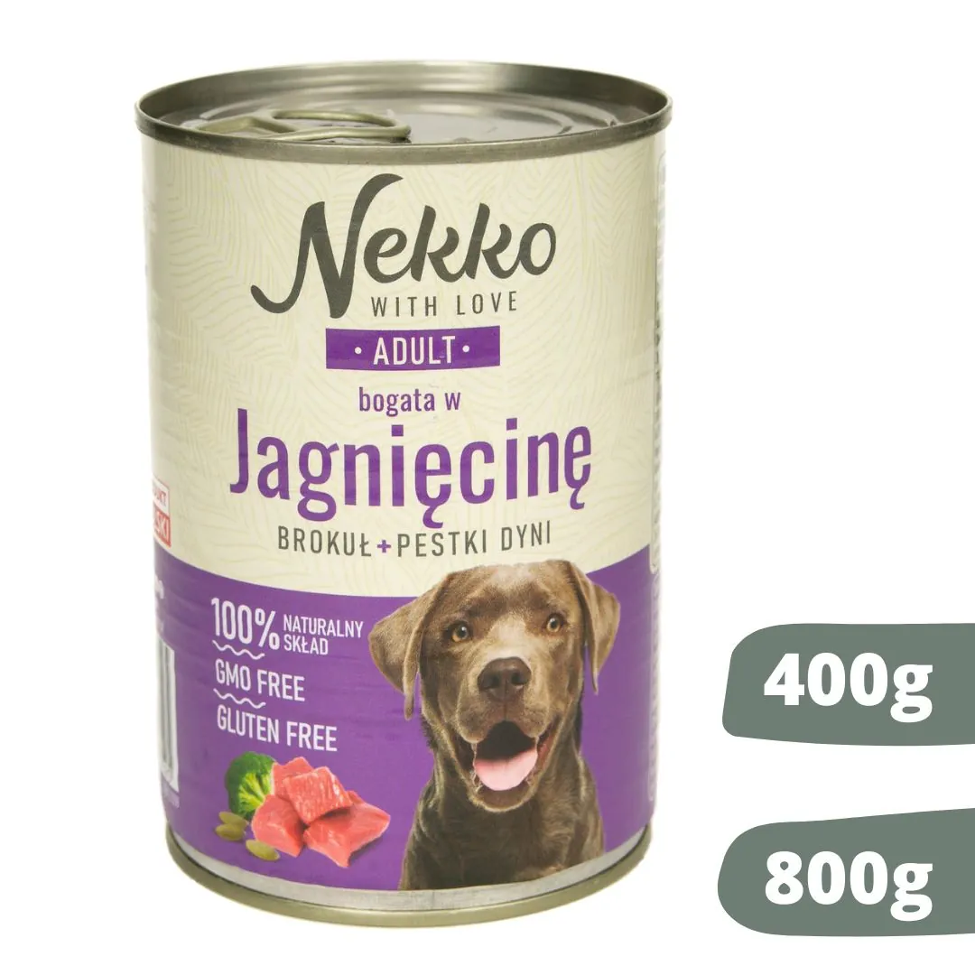 Nekko adult jagnięcina puszka 400g/800g - mokra karma dla psów