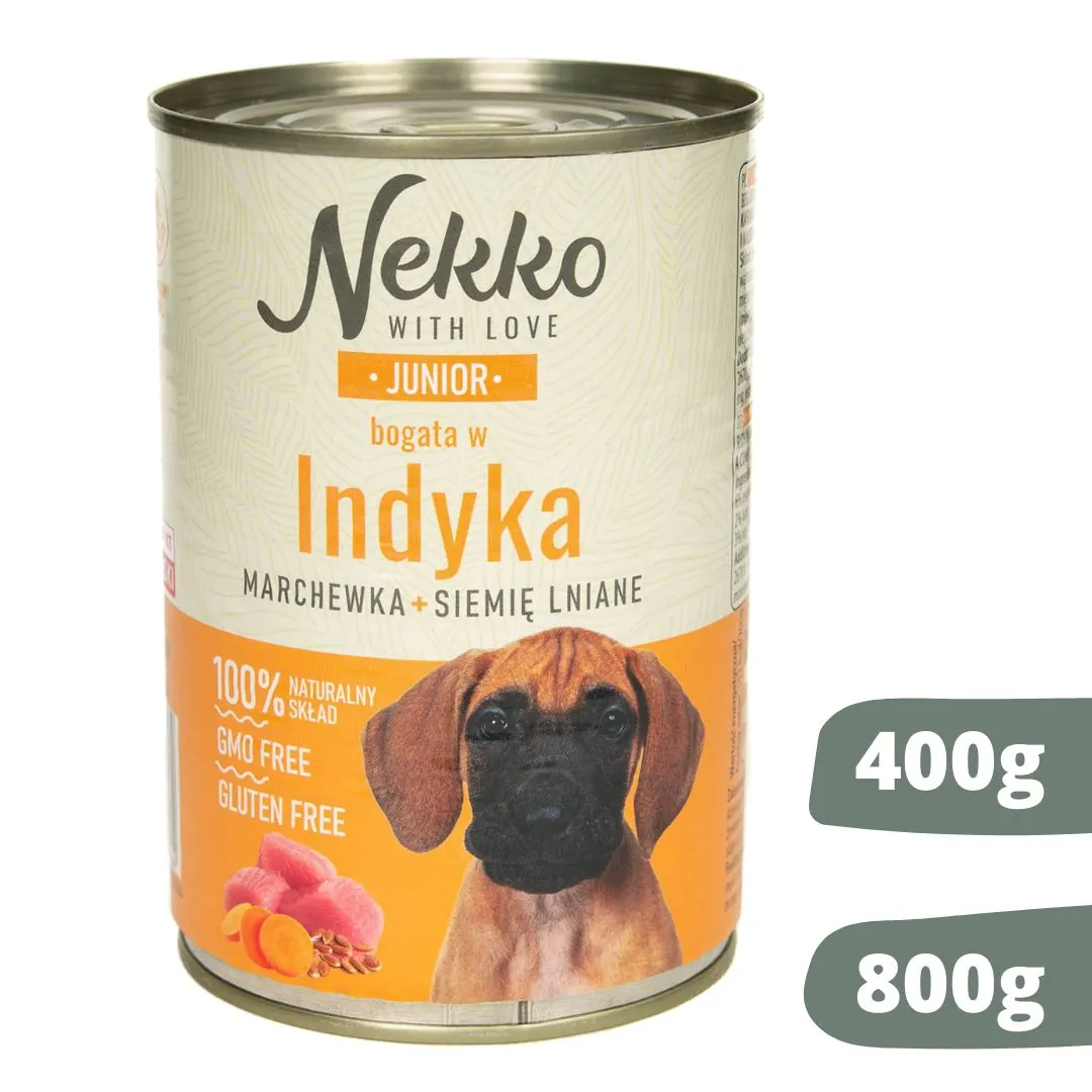 Nekko junior indyk puszka 400g/800g - mokra karma dla psów
