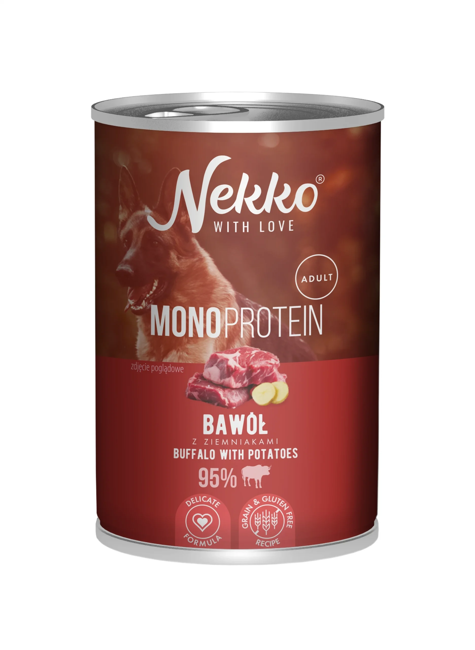 Nekko MONO bawół 400g - mokra karma dla psów dorosłych