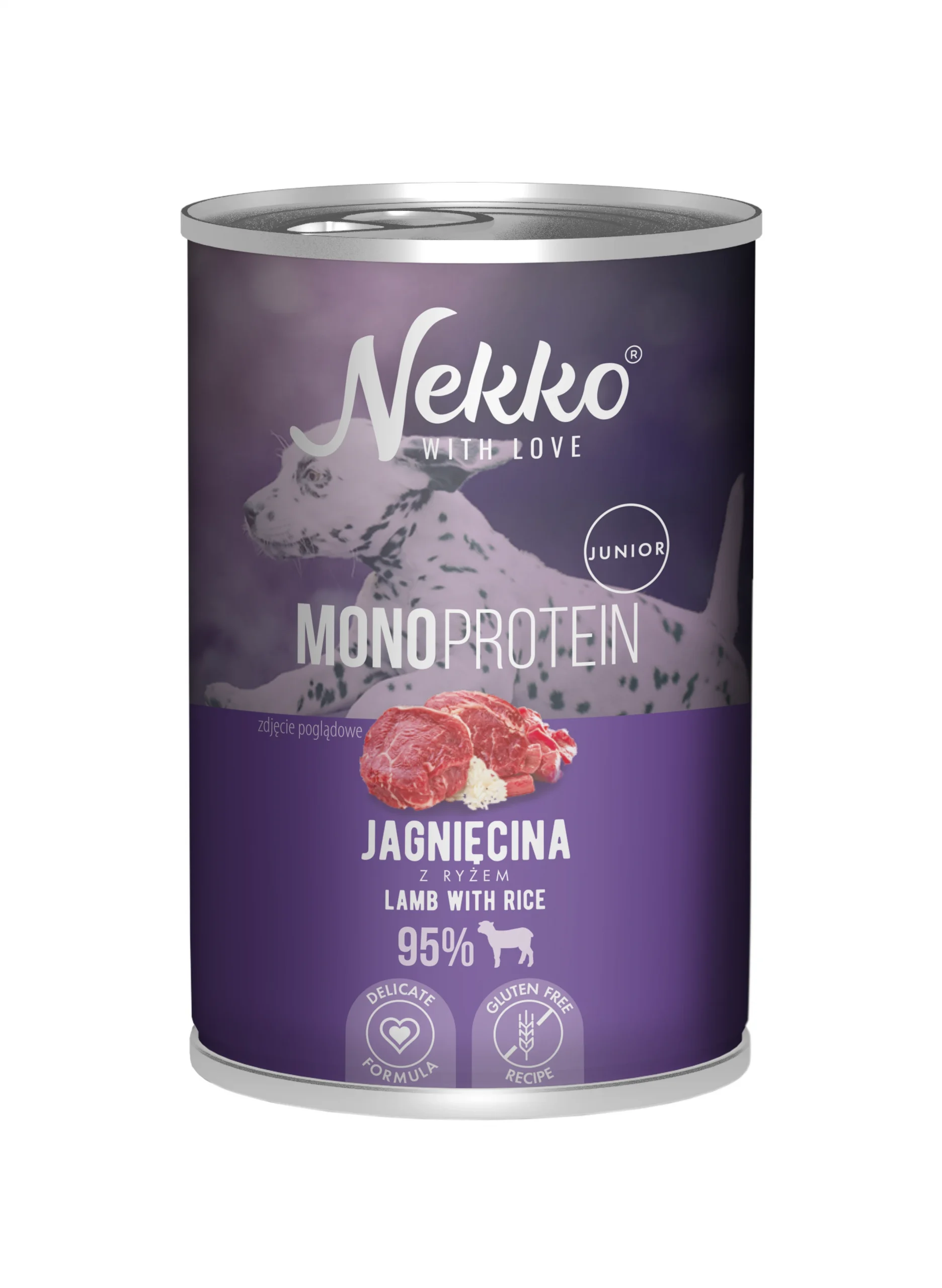 Nekko MONO Junior jagnięcina z ryżem 400g - mokra karma dla szczeniąt