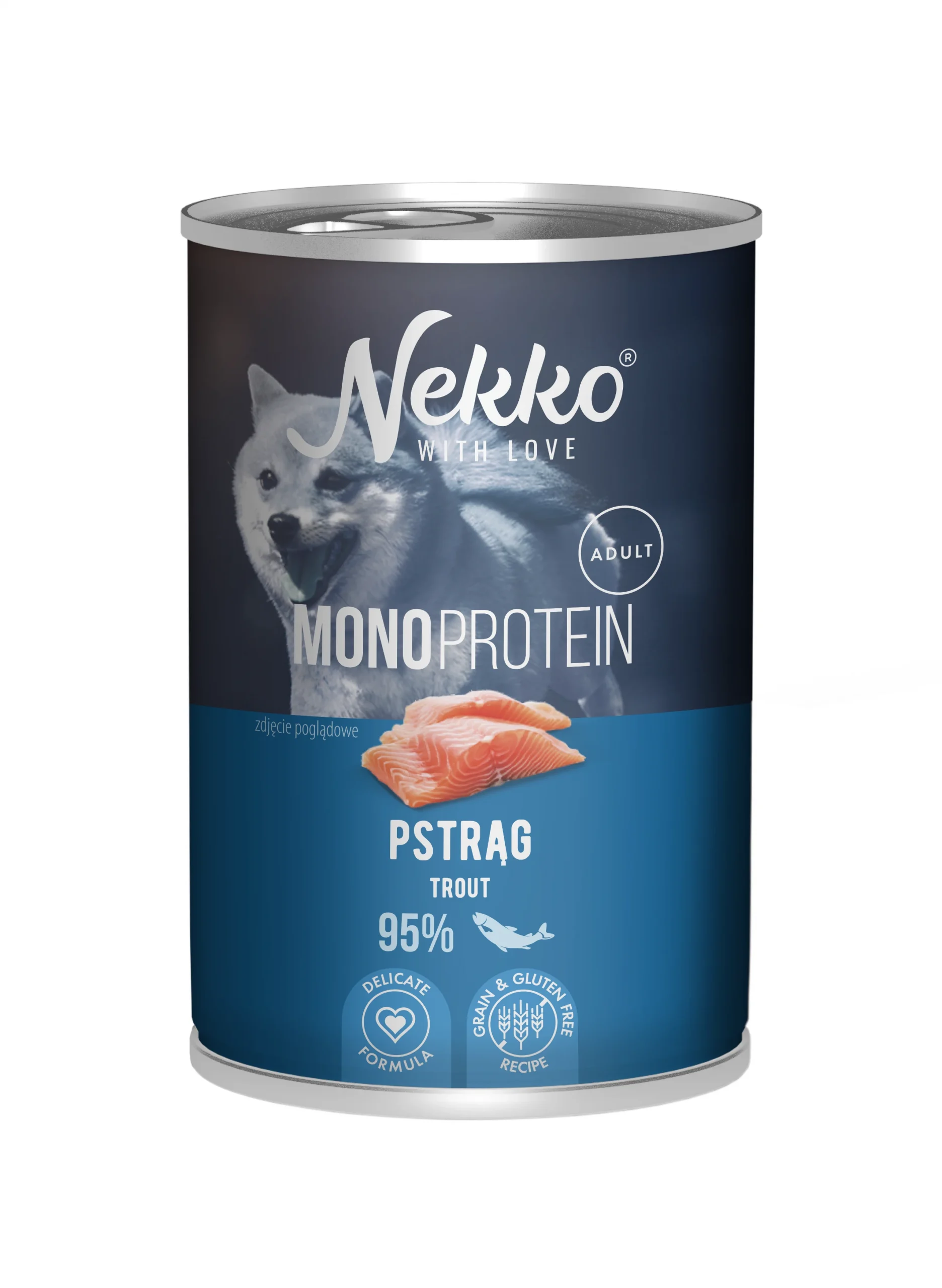 Nekko MONO pstrąg 400g - mokra karma dla psów dorosłych