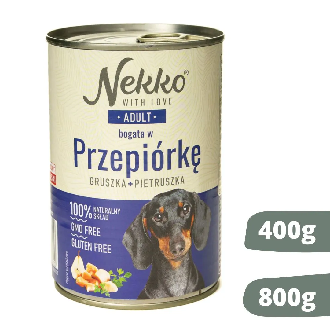 Nekko adult przepiórka puszka 400g/800g - mokra karma dla psów
