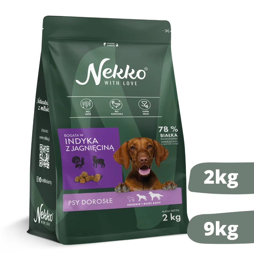 Nekko indyk jagnięcina 2kg/9kg - sucha karma dla psów