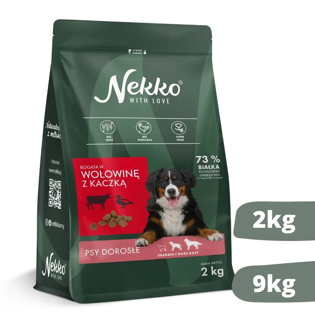 Nekko wołowina kaczka 2kg/9kg - sucha karma dla psów