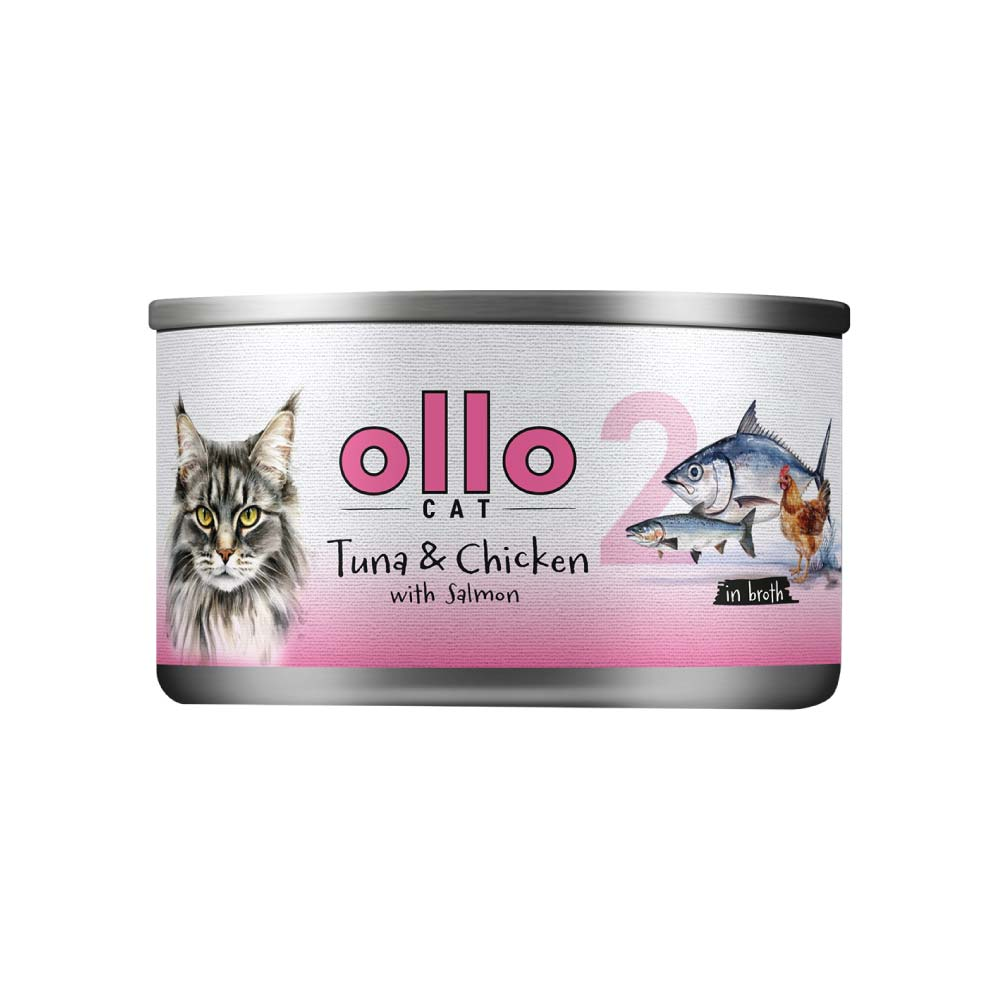 Ollo nr 2 - Tuńczyk Kurczak Łosoś - mokra karma w sosie dla kota 70g