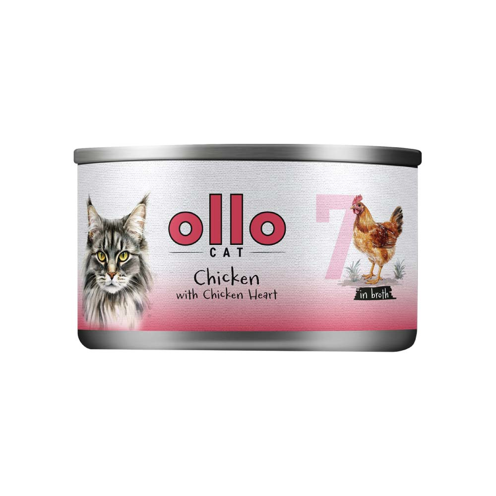 Ollo nr 7 - Kurczak Serca z kurczaka - mokra karma w sosie dla kota 70g