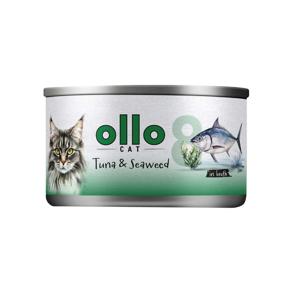 Ollo nr 8 - Tuńczyk Wodorosty - mokra karma w sosie dla kota 70g