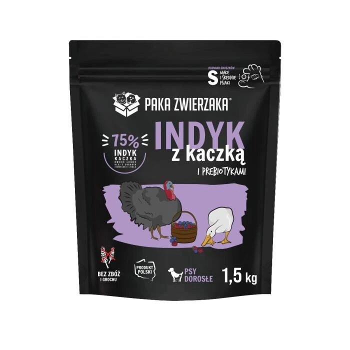 Paka Zwierzaka MINI indyk z kaczką 1,5kg/3kg - sucha karma dla psów
