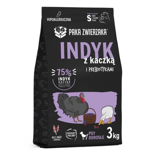 Paka Zwierzaka MINI indyk z kaczką 1,5kg/3kg - sucha karma dla psów